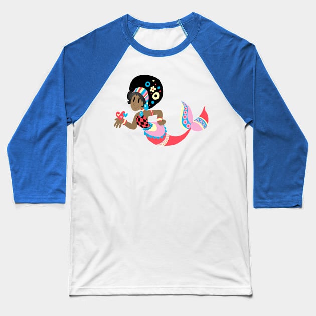 Cute Pretty Mermaid Baseball T-Shirt by saradaboru